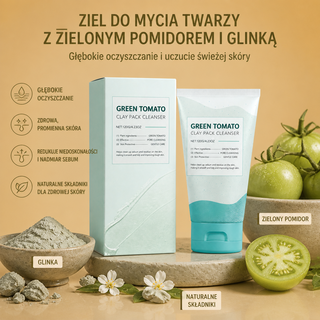 Ziel Do Mycia Twarzy Z Zielonym Pomidorem I Glinką – Głębokie Oczyszczanie I Uczucie Świeżej Skóry