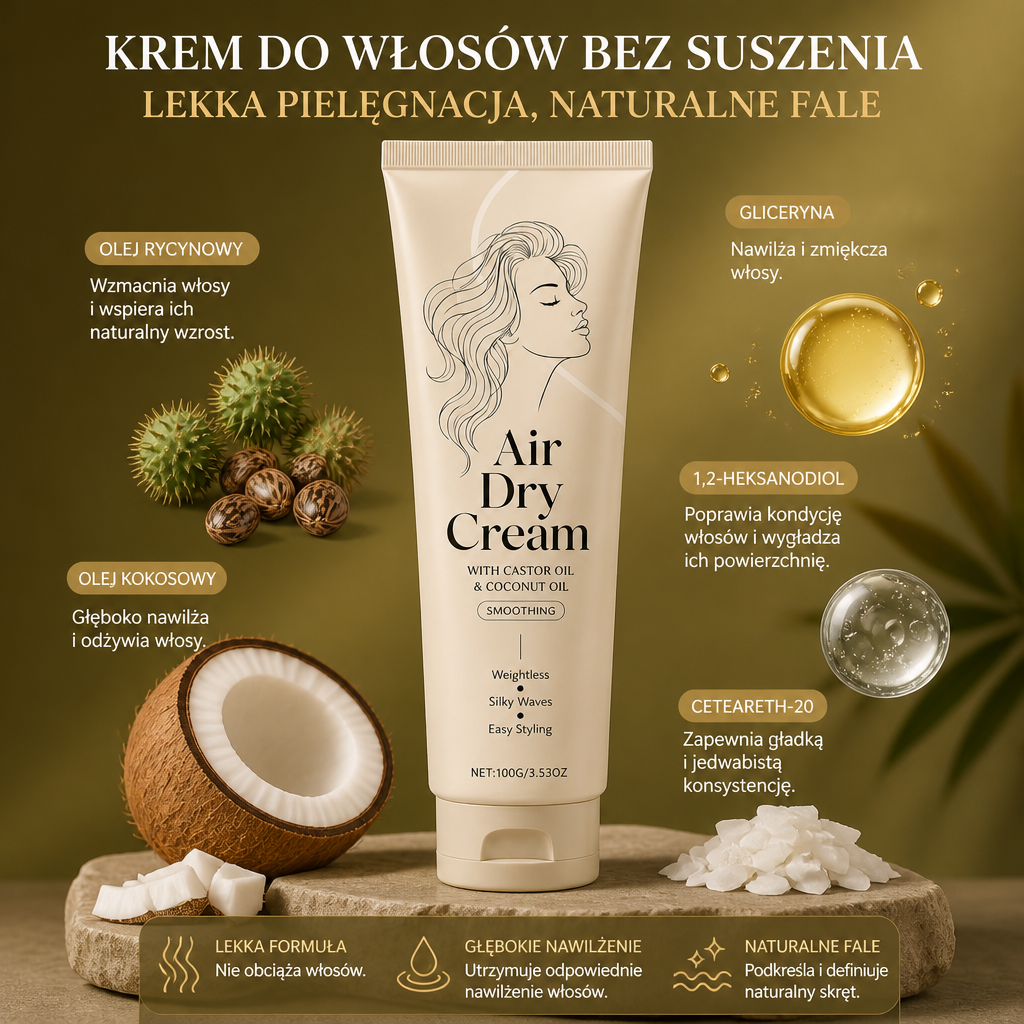 Krem Do Włosów Bez Suszenia – Lekka Odżywcza Stylizacja Dla Miękkich Fal