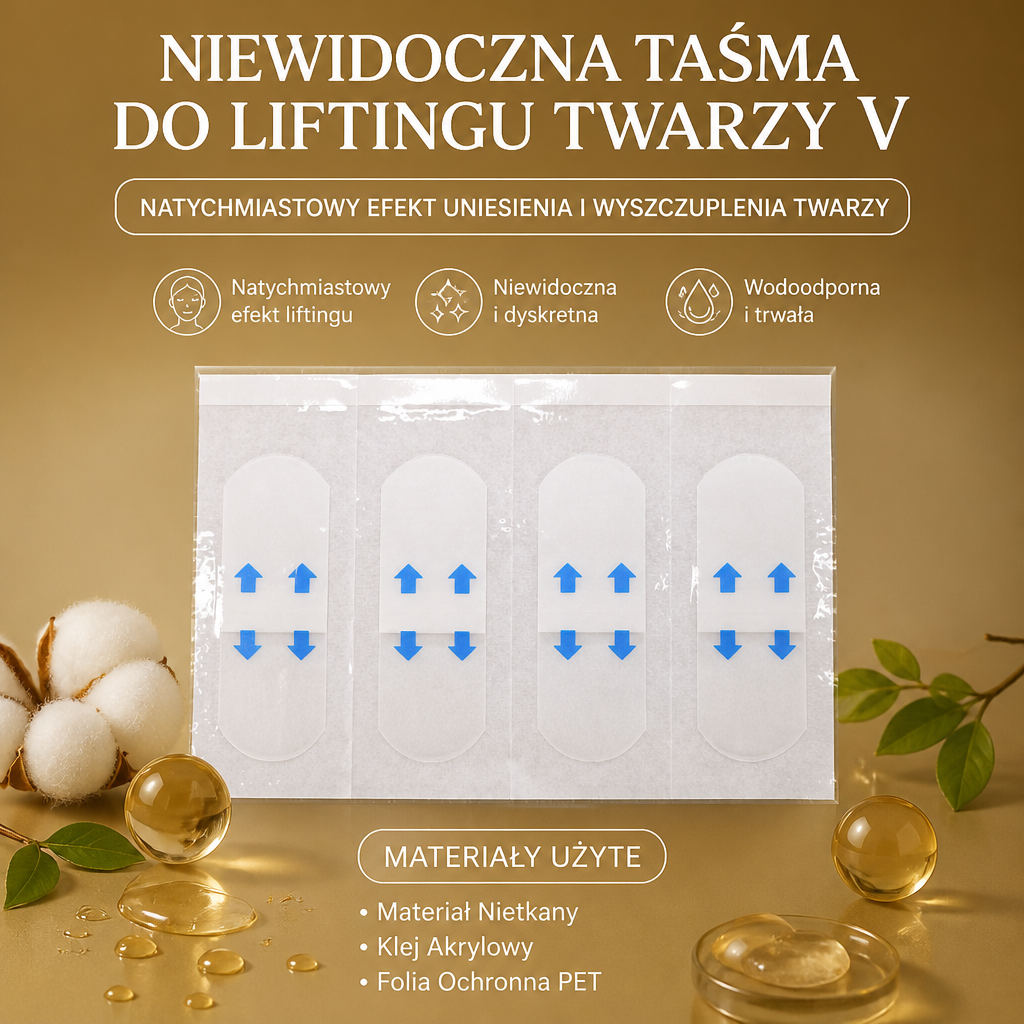 Niewidoczna Taśma Do Liftingu Twarzy V – Natychmiastowy Efekt Uniesienia I Wyszczuplenia Twarzy