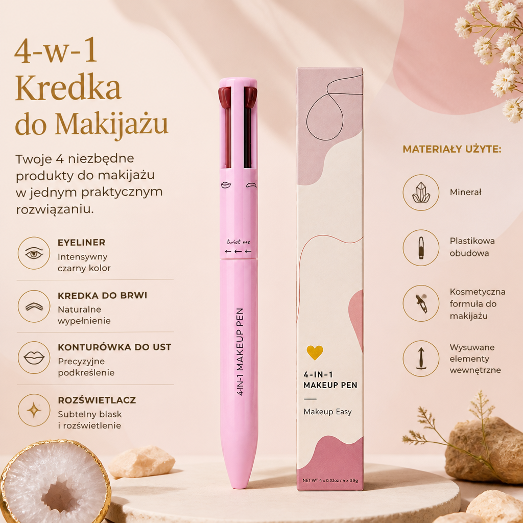 4-w-1 Kredka do Makijażu – Eyeliner, Rozświetlacz, Konturówka do Ust i Brwi