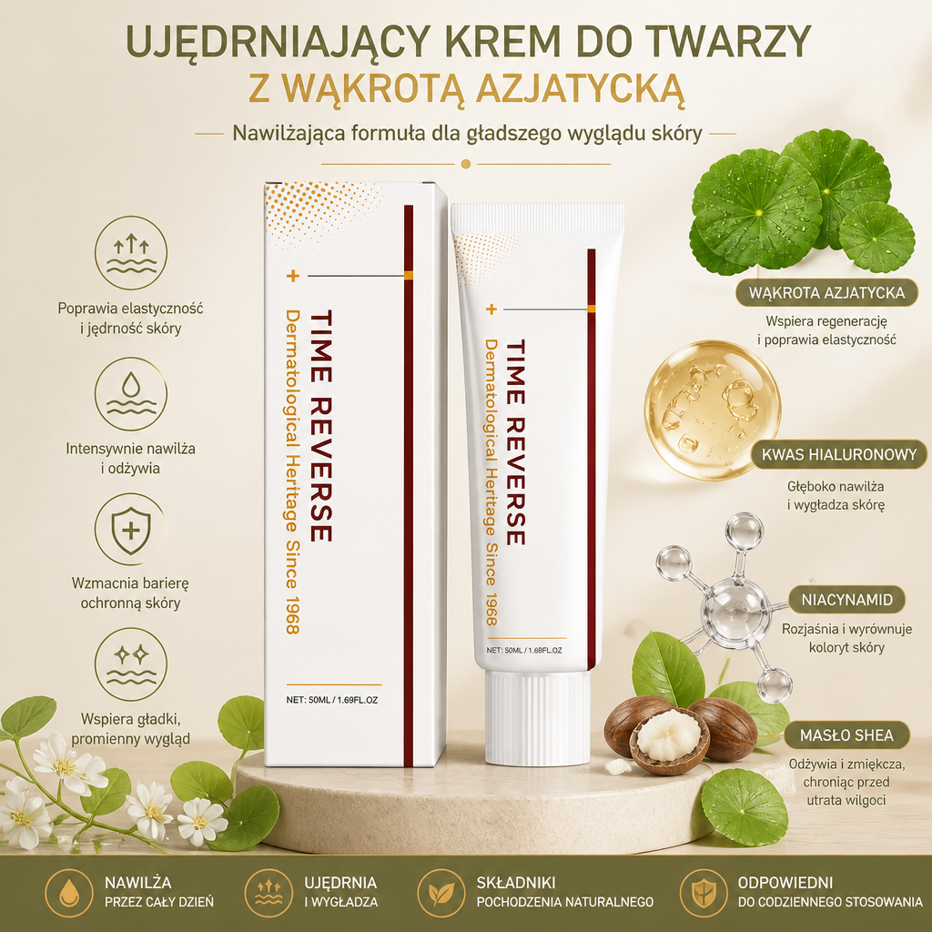 Ujędrniający krem do twarzy z wąkrotą azjatycką – Nawilżająca formuła dla gładszego wyglądu skóry