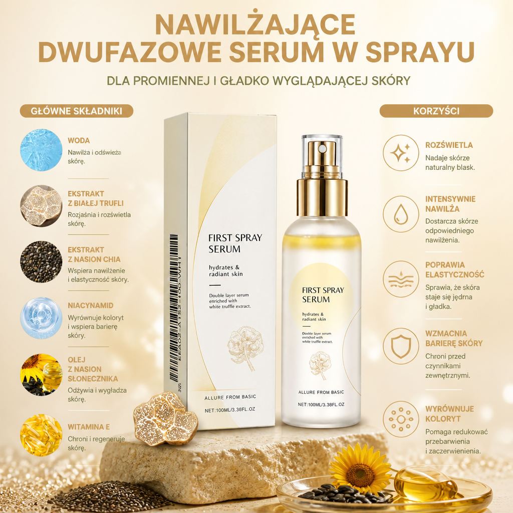 Nawilżające Dwufazowe Serum w Sprayu dla Promiennej i Gładko Wyglądającej Skóry