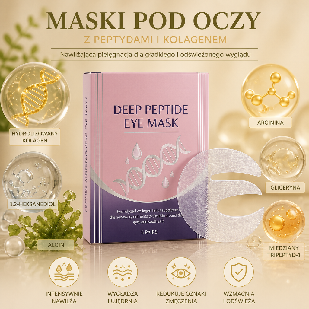 Maski pod Oczy z Peptydami i Kolagenem – Nawilżająca Pielęgnacja dla Gładkiego i Odświeżonego Wyglądu