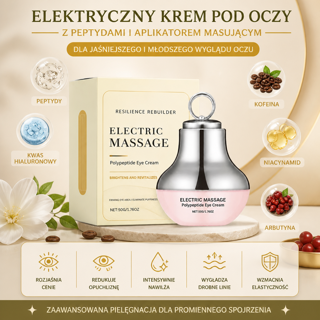 Elektryczny Krem pod Oczy z Peptydami i Aplikatorem Masującym dla Jaśniejszego Wyglądu Oczu