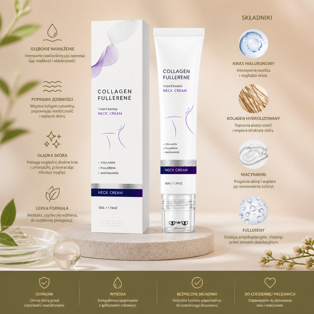 Kolagenowe serum do szyi z aplikatorem rolkowym – nawilżająca formuła dla gładszej skóry szyi