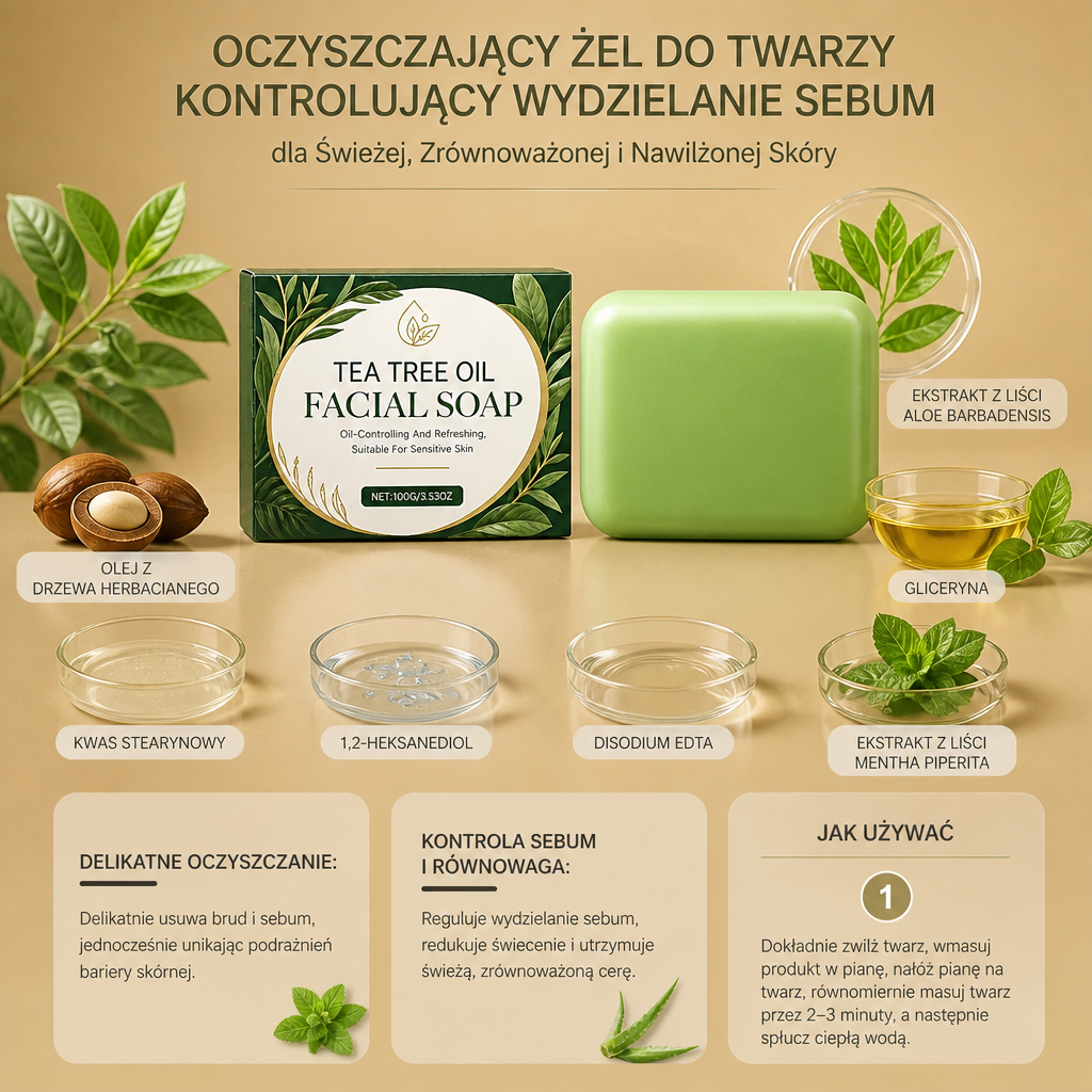 Oczyszczający Żel do Twarzy Kontrolujący Wydzielanie Sebum dla Świeżej, Zrównoważonej i Nawilżonej Skóry