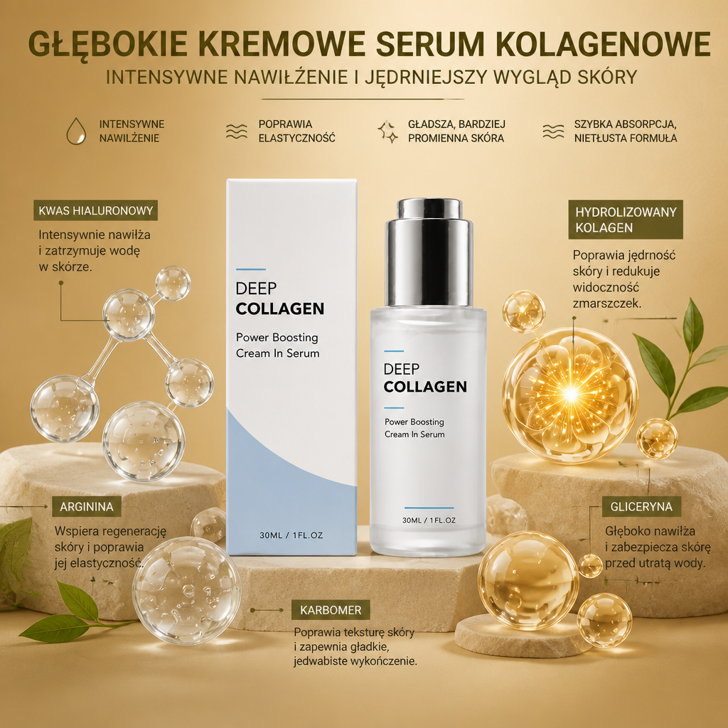 Głębokie Kremowe Serum Kolagenowe – Intensywne Nawilżenie i Jędrniejszy Wygląd Skóry
