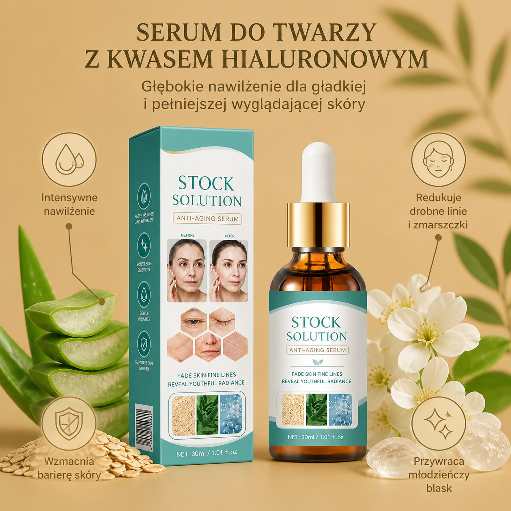 Serum do Twarzy z Kwasem Hialuronowym – Głębokie Nawilżenie dla Gładkiej i Pełniejszej Wyglądającej Skóry