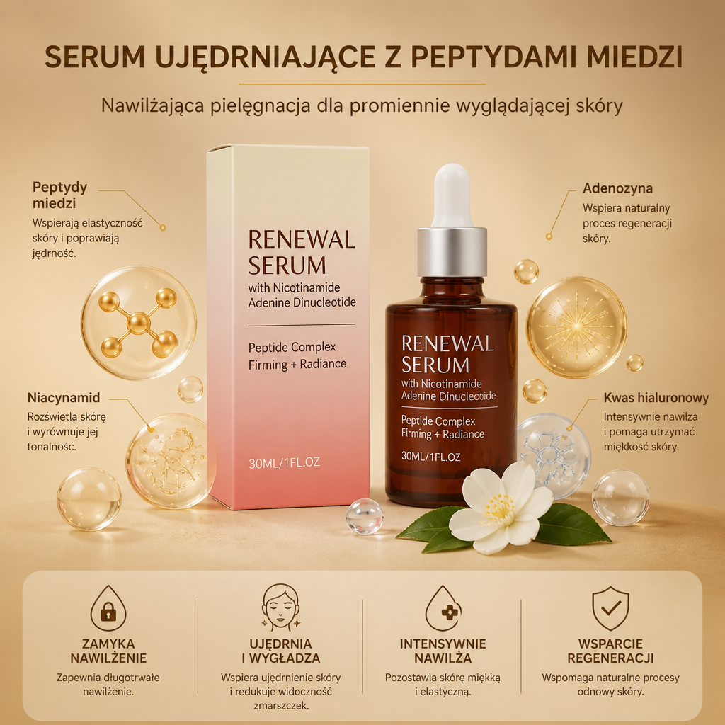 Serum Ujędrniające z Peptydami Miedzi – Nawilżająca Pielęgnacja dla Promiennie Wyglądającej Skóry