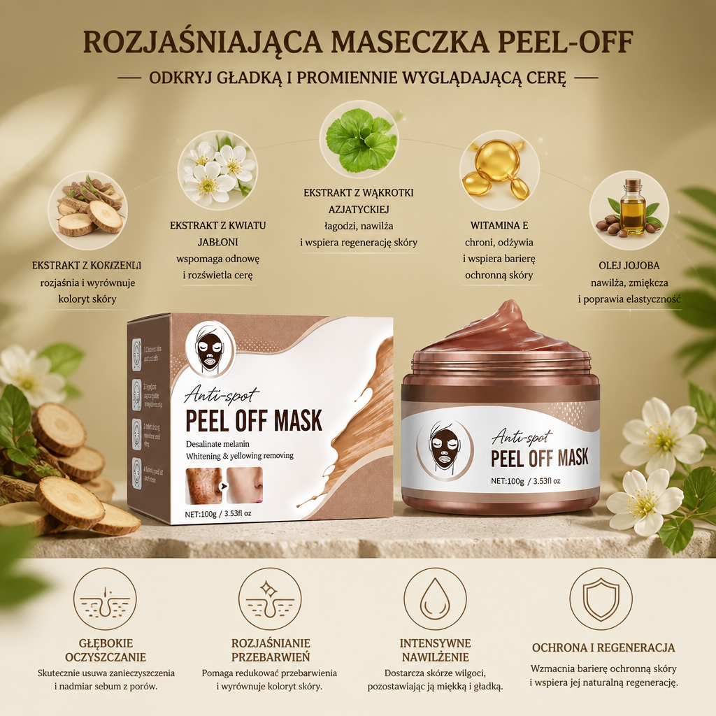 Rozjaśniająca Maseczka Peel-Off – Odkryj Gładką i Promiennie Wyglądającą Cerę