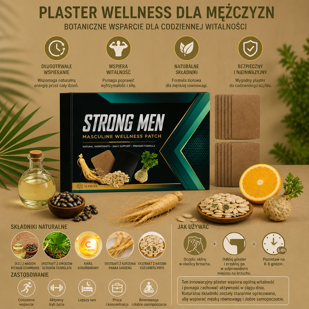 Męski Plaster Wellness – Botaniczne Wsparcie dla Codziennej Witalności