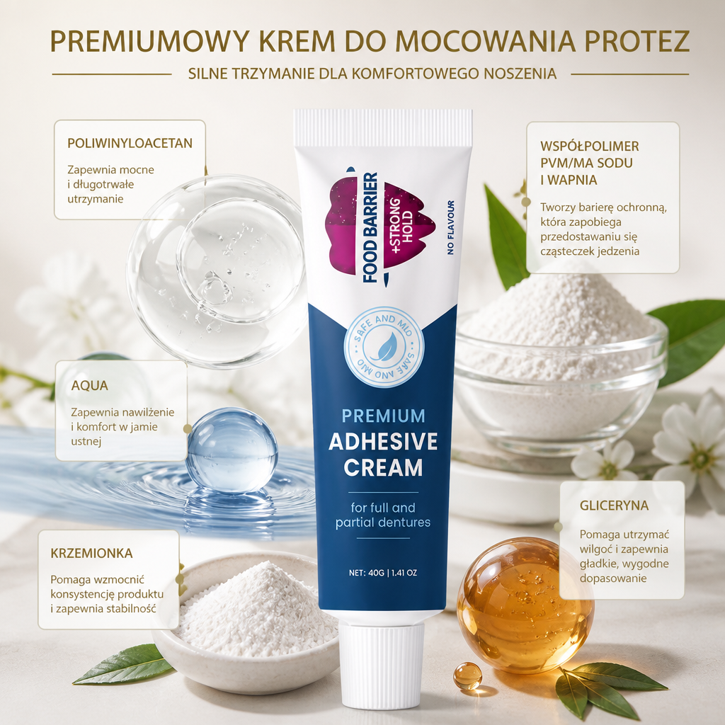 Premiumowy Krem Do Mocowania Protez Zębowych – Silne Utrzymanie Dla Komfortowego Noszenia