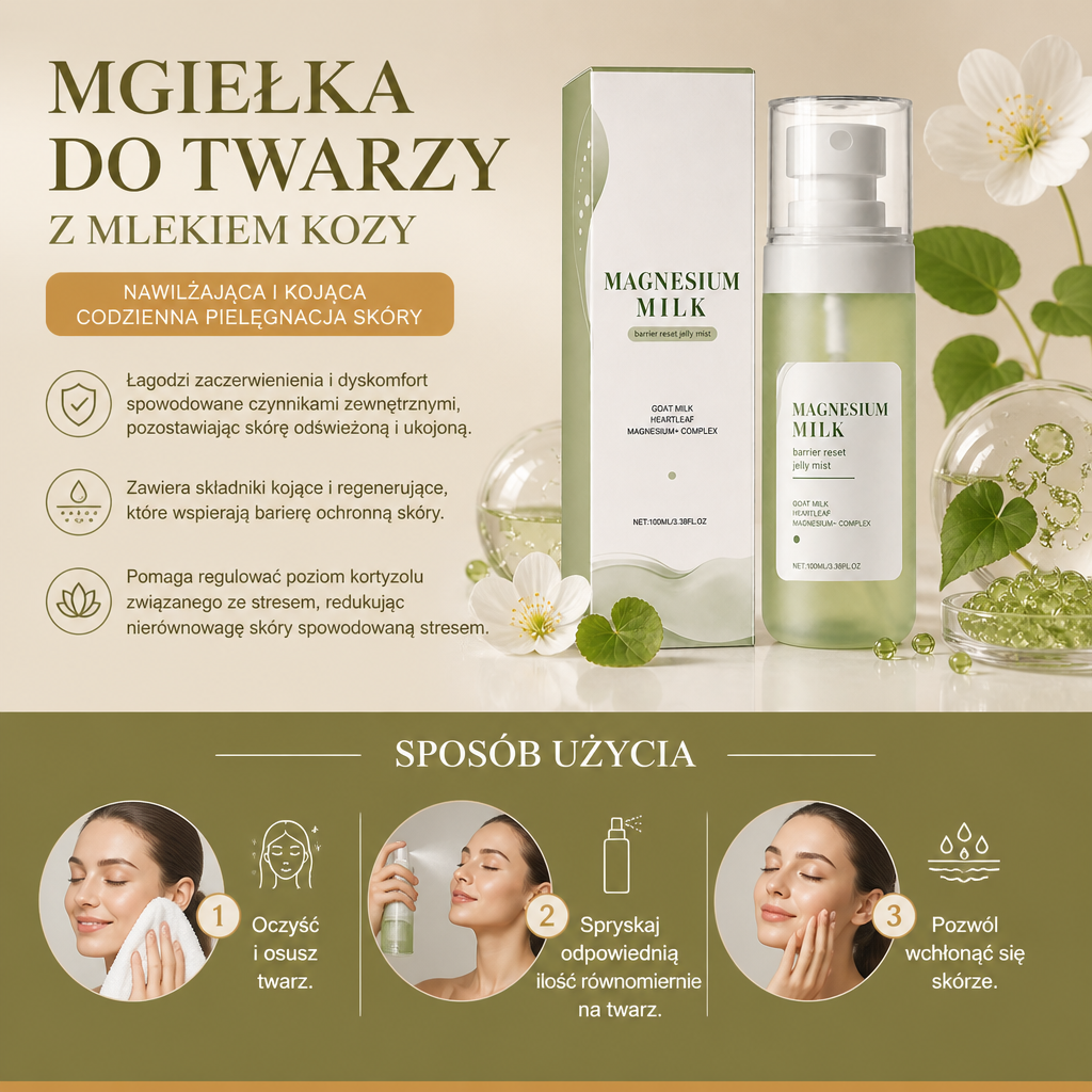 Mgiełka Do Twarzy Z Mlekiem Kozy – Nawilżająca I Kojąca Codzienna Pielęgnacja Skóry