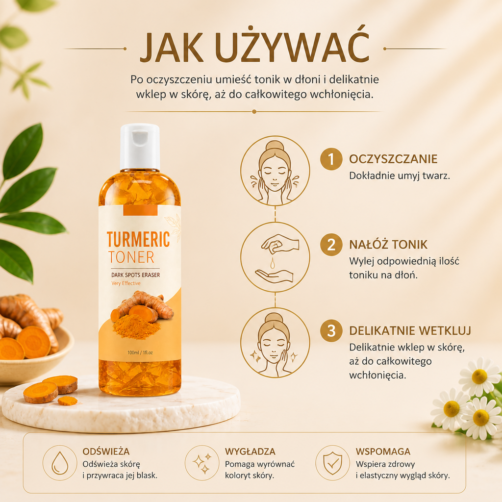 Tonik Z Kurkumą – Odświeża Skórę Dla Jaśniejszej I Bardziej Jednolitej Cery
