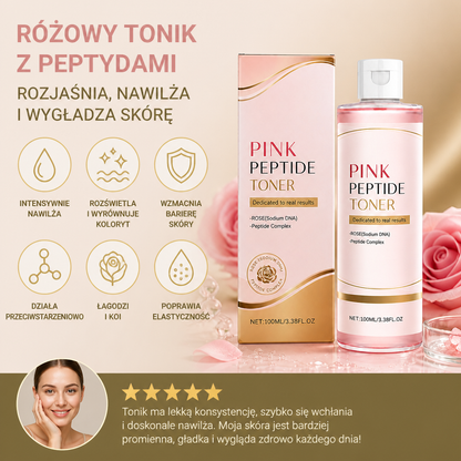 Różowy Tonik Z Peptydami Rozjaśniający Dla Gładkiej, Nawilżonej I Promiennej Skóry
