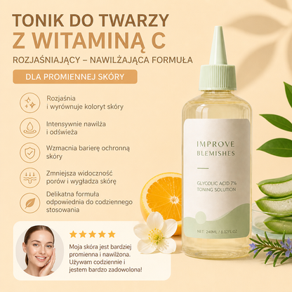 Tonik Do Twarzy Z Witaminą C Rozjaśniający – Nawilżająca Formuła Dla Promiennej Skóry