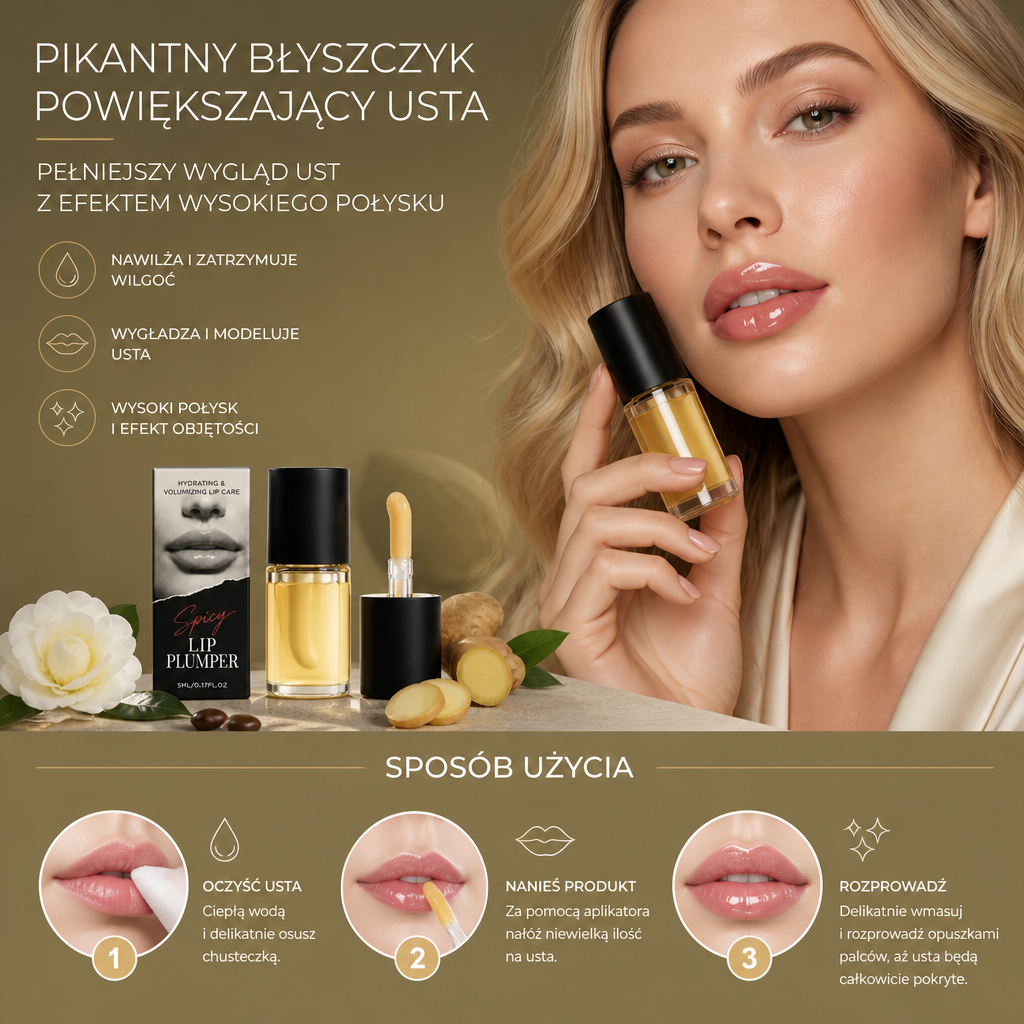 Koreański Pikantny Błyszczyk Powiększający Usta – Pełniejszy Wygląd Ust Z Efektem Wysokiego Połysku