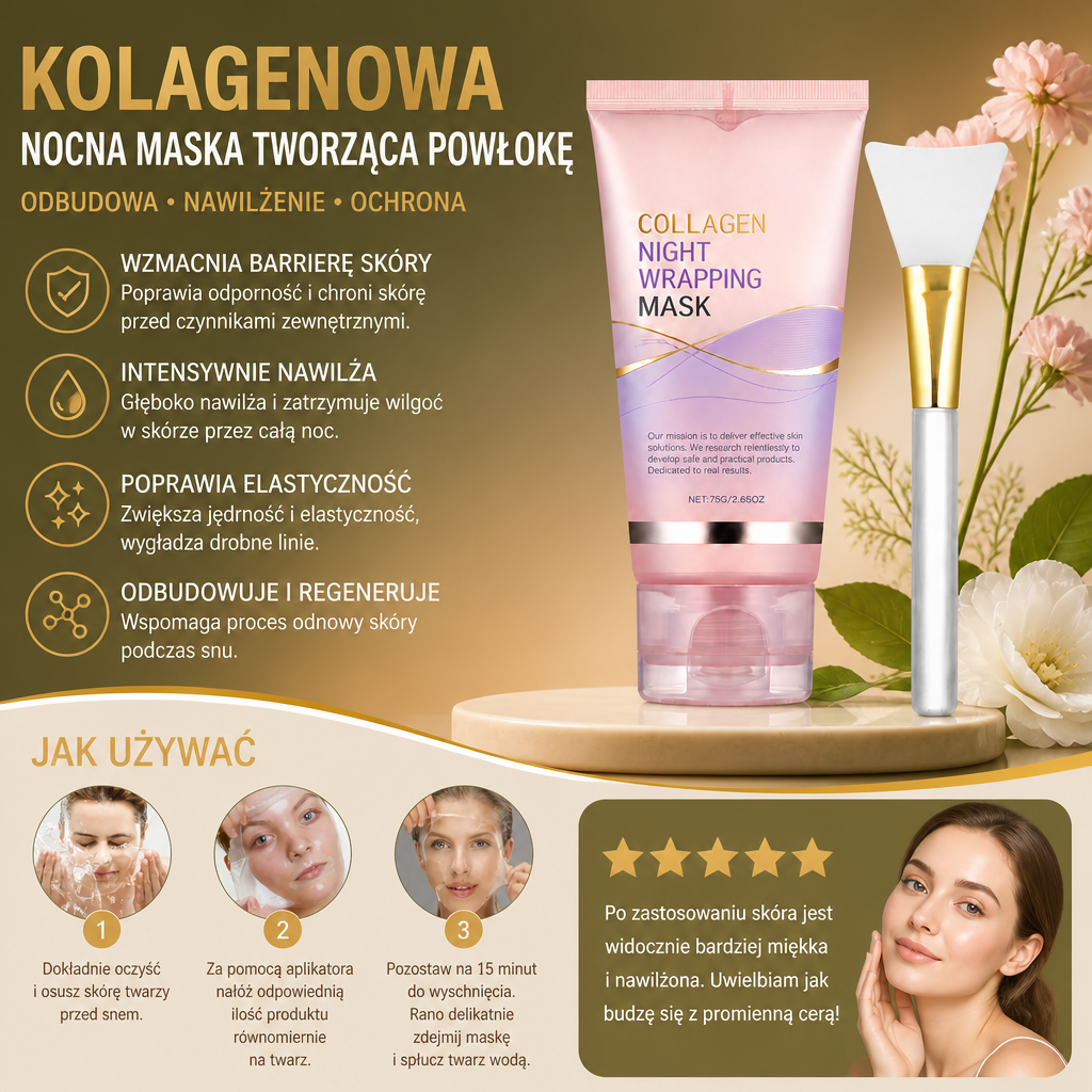 Koreańska Kolagenowa Nocna Maska Tworząca Powłokę