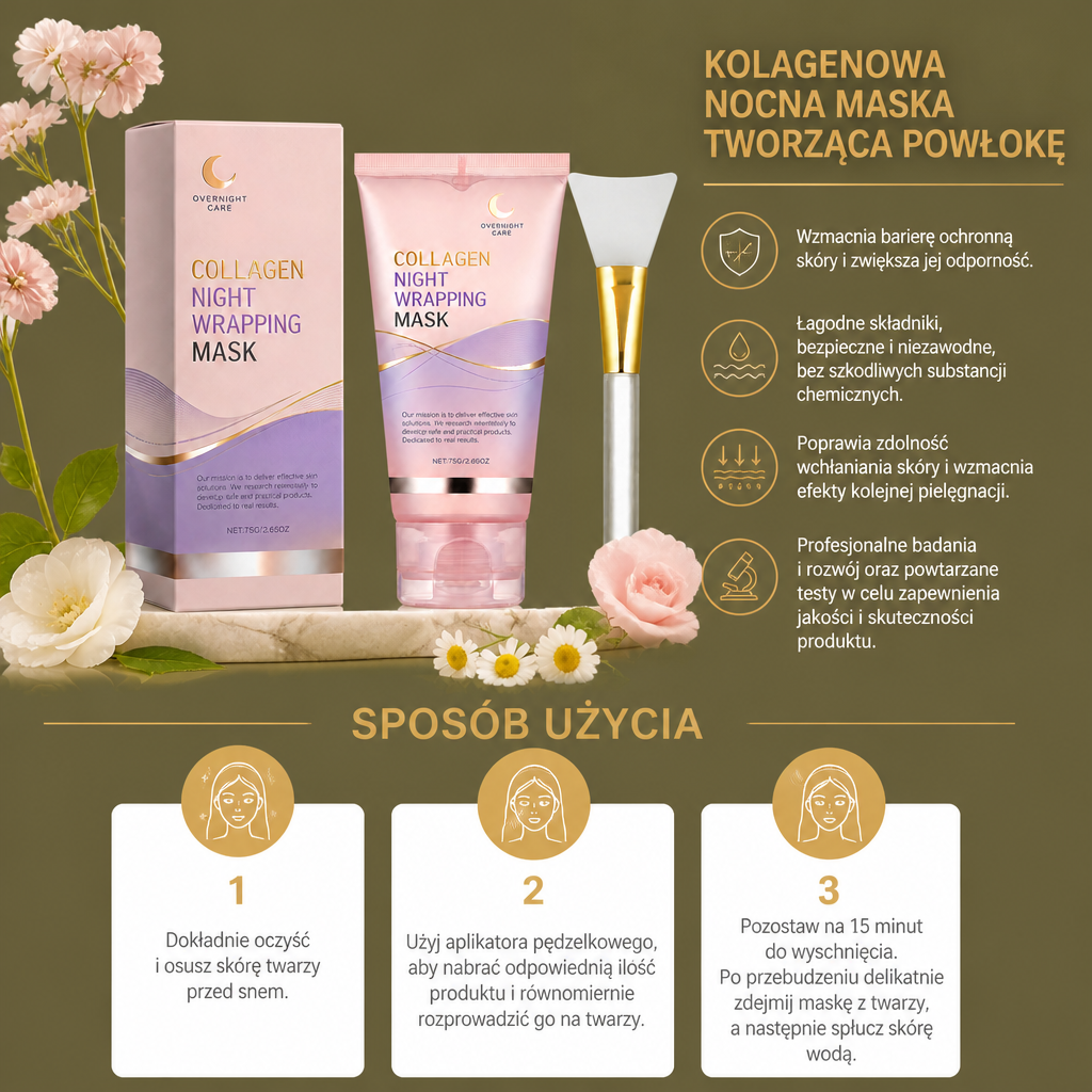 Koreańska Kolagenowa Nocna Maska Tworząca Powłokę