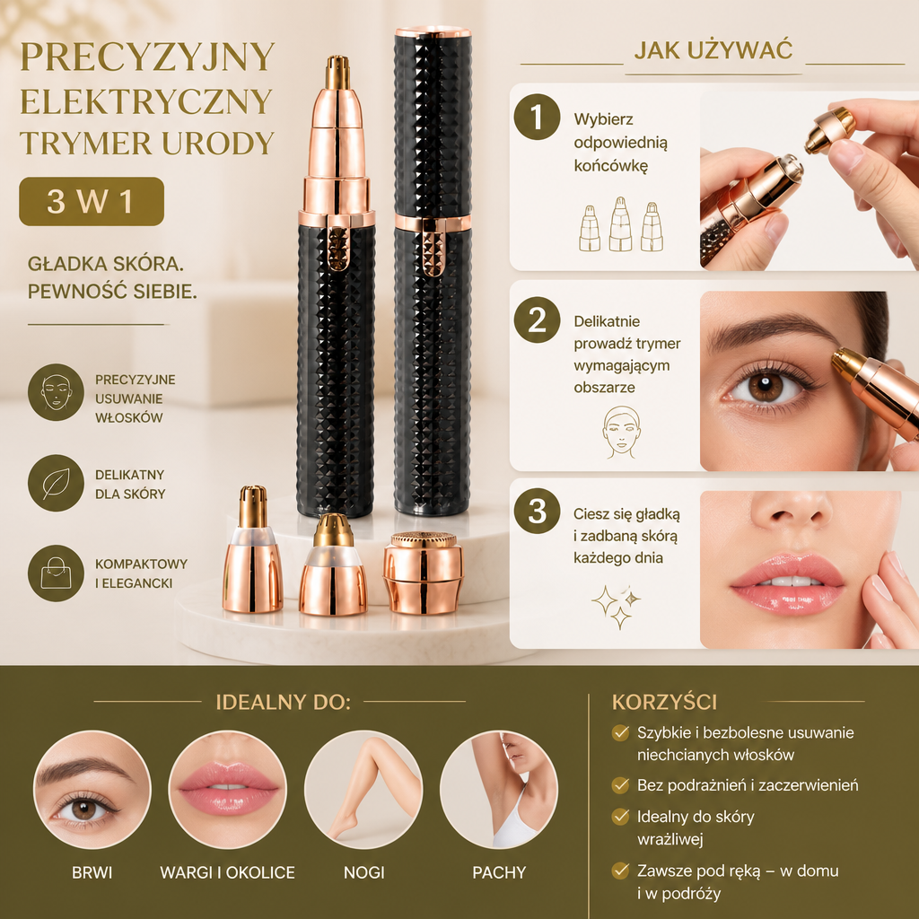 Precyzyjny Elektryczny Trymer Urody 3 W 1