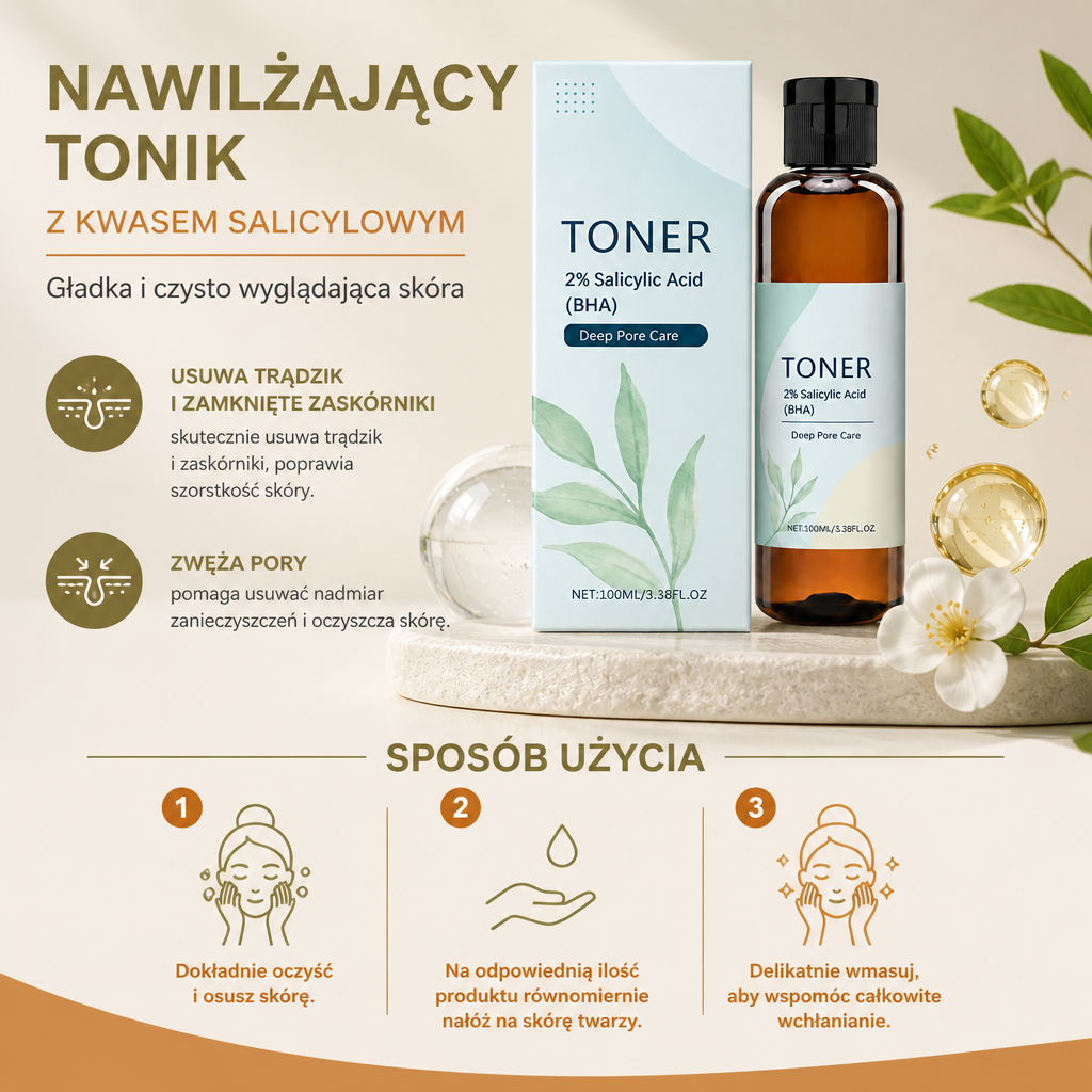 Nawilżający Tonik Z Kwasem Salicylowym – Gładka I Czysto Wyglądająca Skóra
