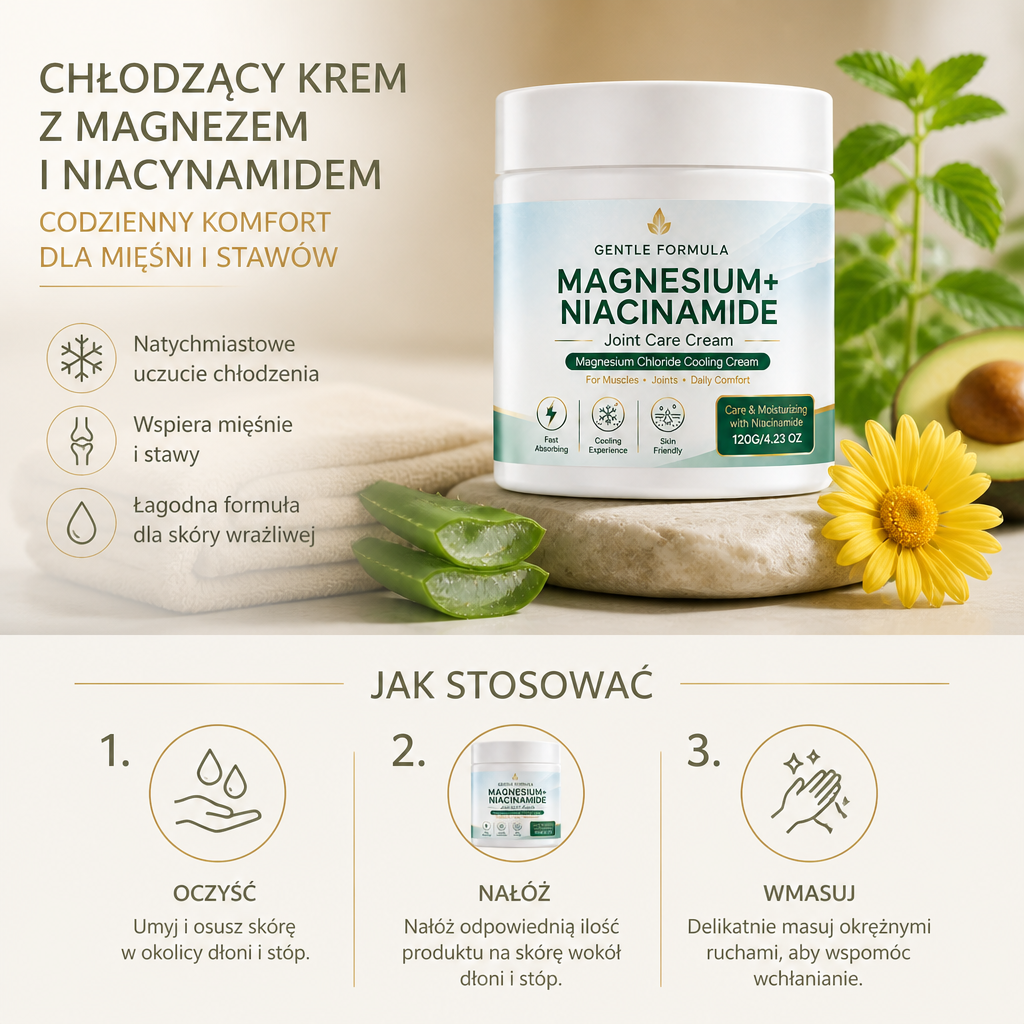 Chłodzący Krem Z Magnezem I Niacynamidem – Codzienny Komfort Dla Mięśni I Stawów