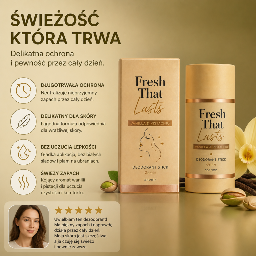 Długotrwały Sztyft Dezodorujący – Świeżość Wanilii I Pistacji Przez Cały Dzień