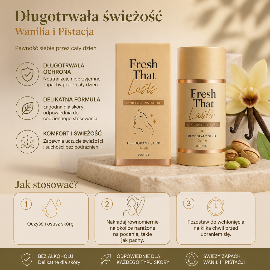 Długotrwały Sztyft Dezodorujący – Świeżość Wanilii I Pistacji Przez Cały Dzień