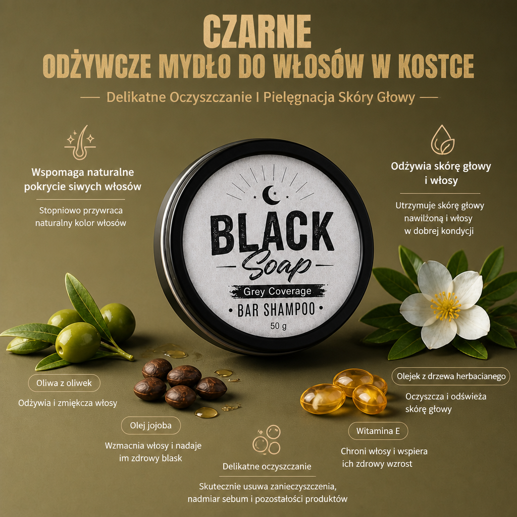 Czarne Odżywcze Mydło Do Włosów W Kostce – Delikatne Oczyszczanie I Pielęgnacja Skóry Głowy