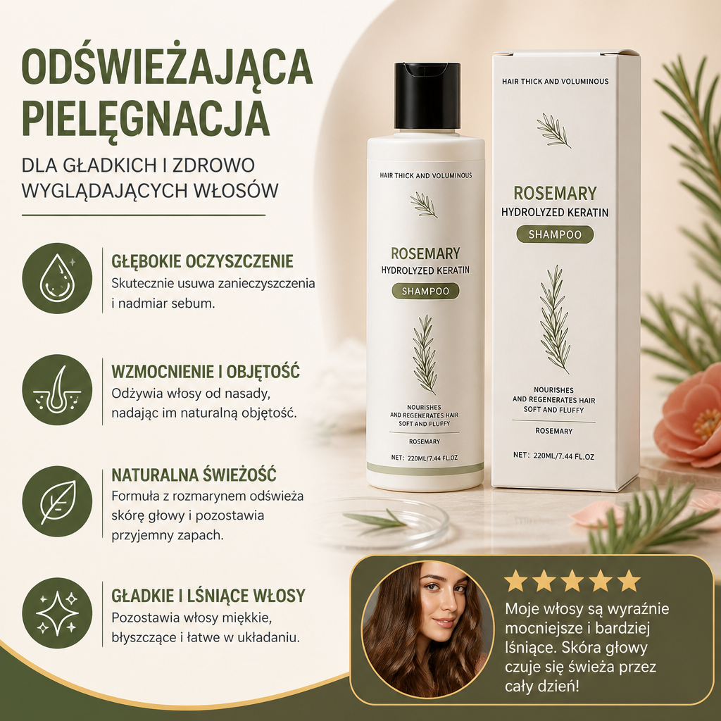 Szampon Do Pielęgnacji Skóry Głowy Z Rozmarynem – Odświeżająca Formuła Dla Gładkich I Zdrowo Wyglądających Włosów