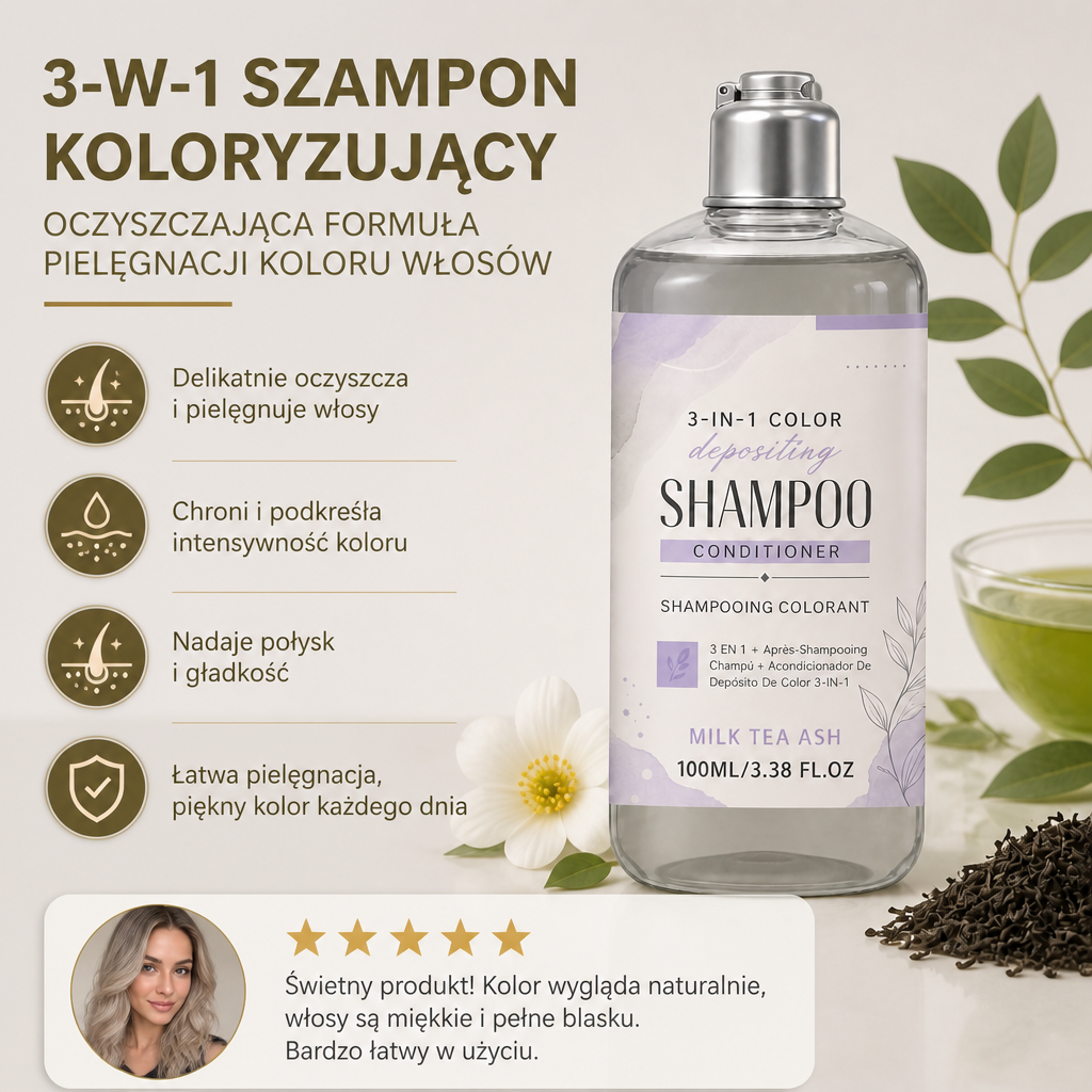 3-W-1 Szampon Koloryzujący – Oczyszczająca Formuła Pielęgnacji Koloru Włosów