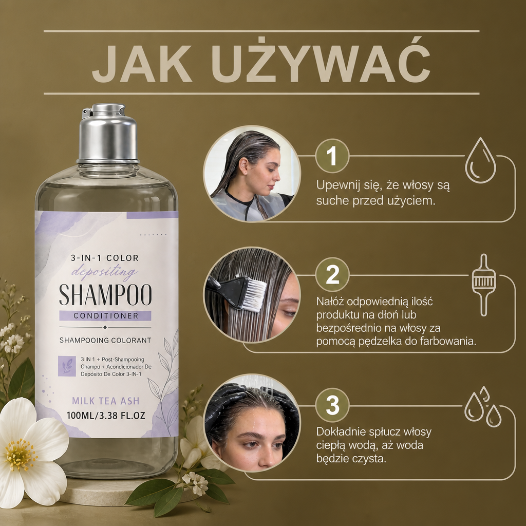 3-W-1 Szampon Koloryzujący – Oczyszczająca Formuła Pielęgnacji Koloru Włosów