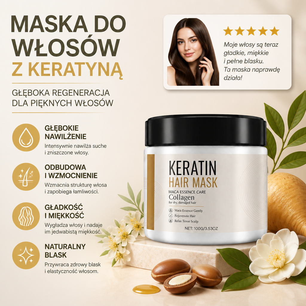 Maska Do Włosów Z Keratyną – Głęboko Odżywcza Formuła Dla Gładkich I Lśniących Włosów