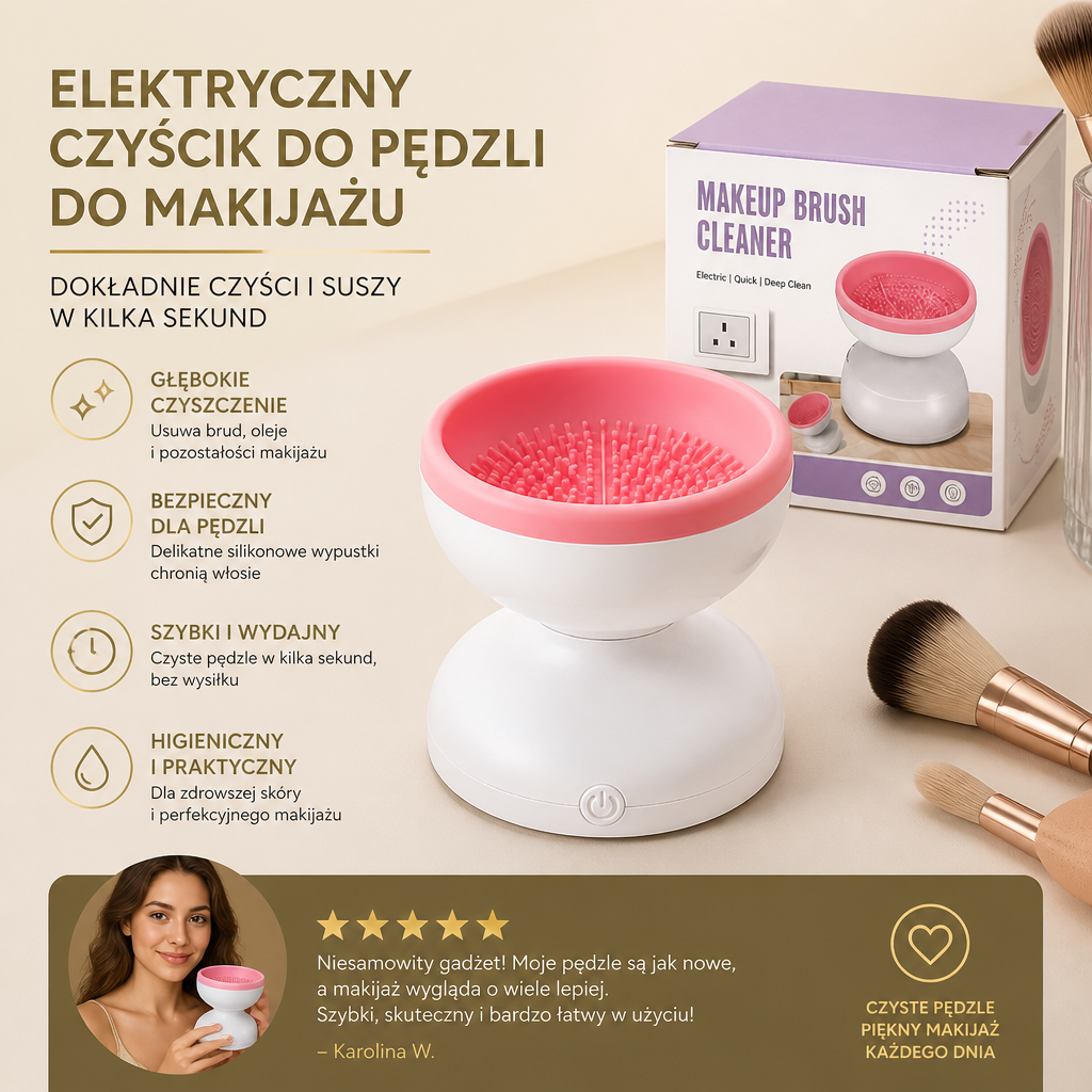 Elektryczny Czyścik Do Pędzli Do Makijażu – Dokładnie Czyści I Suszy W Kilka Sekund