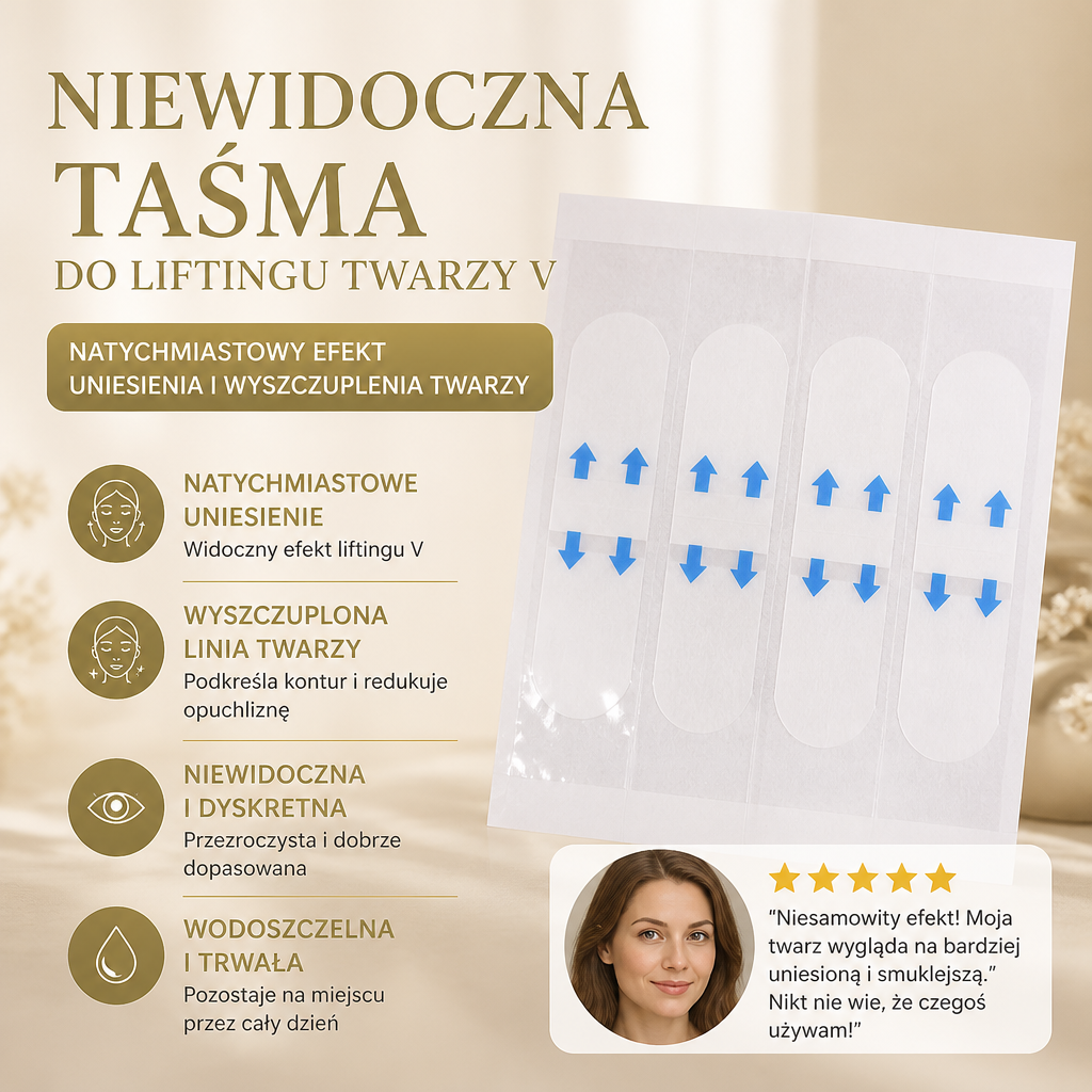Niewidoczna Taśma Do Liftingu Twarzy V – Natychmiastowy Efekt Uniesienia I Wyszczuplenia Twarzy