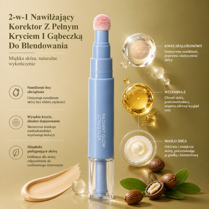 2-w-1 Nawilżający Korektor Z Pełnym Kryciem I Gąbeczką Do Blendowania