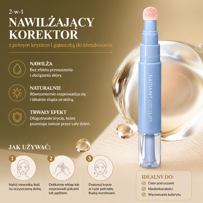2-w-1 Nawilżający Korektor Z Pełnym Kryciem I Gąbeczką Do Blendowania