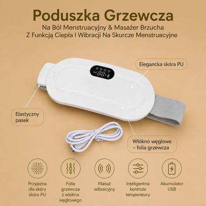 Poduszka Grzewcza Na Ból Menstruacyjny & Masażer Brzucha Z Funkcją Ciepła I Wibracji Na Skurcze Menstruacyjne