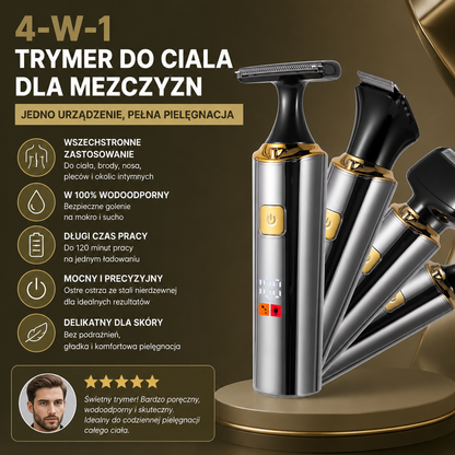 4-w-1 Wodoodporny Elektryczny Trymer Do Ciała I Golarka Do Pleców Dla Mężczyzn Z Długim Uchwytom