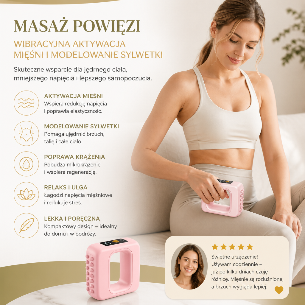 Urządzenie do masażu powięzi – wibracyjna aktywacja mięśni i modelowanie sylwetki brzucha, talii i całego ciała