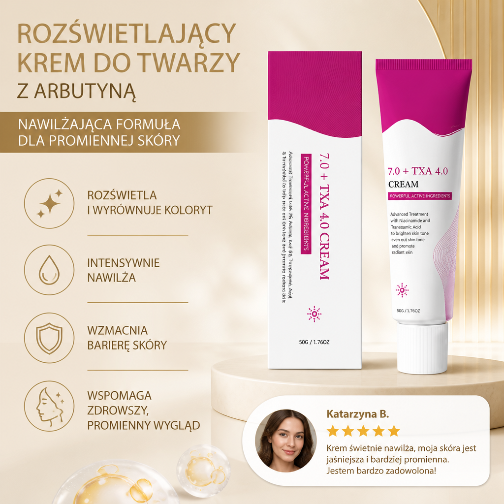 Rozświetlający Krem do Twarzy z Arbutyną – Nawilżająca Formuła dla Promiennej Skóry