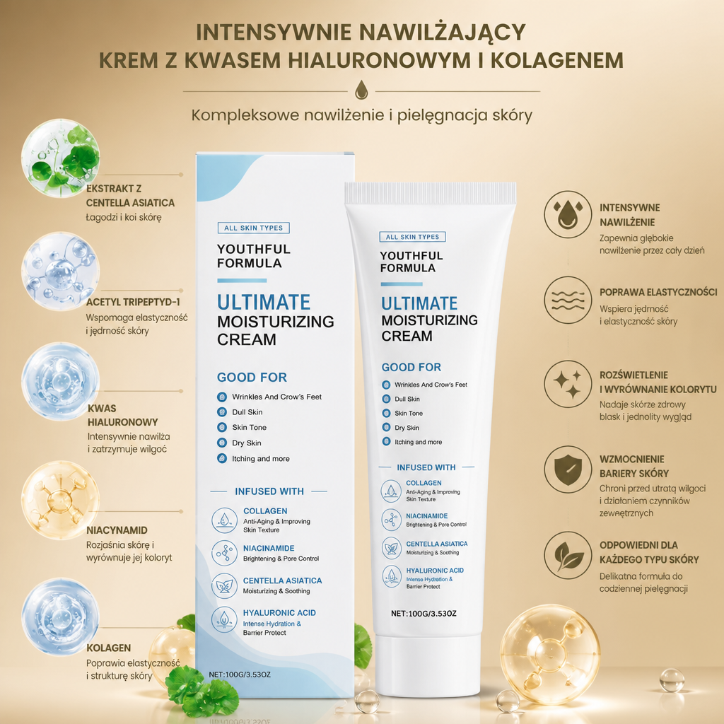 Intensywnie Nawilżający Krem z Kwasem Hialuronowym i Kolagenem