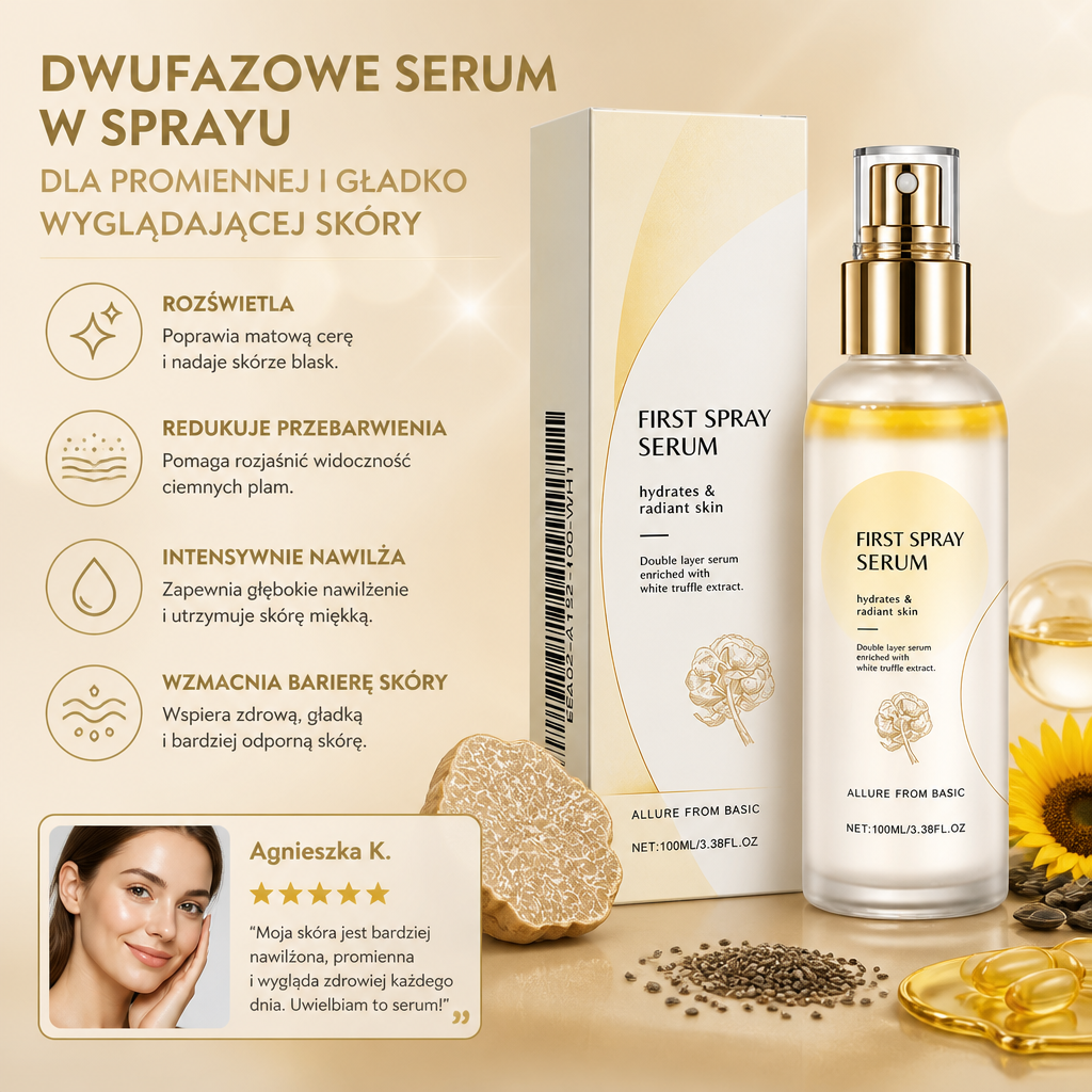 Nawilżające Dwufazowe Serum w Sprayu dla Promiennej i Gładko Wyglądającej Skóry