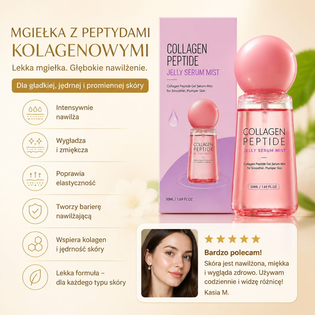Mgiełka z Peptydami Kolagenowymi – Lekkie Nawilżenie dla Gładkiej i Promiennej Skóry