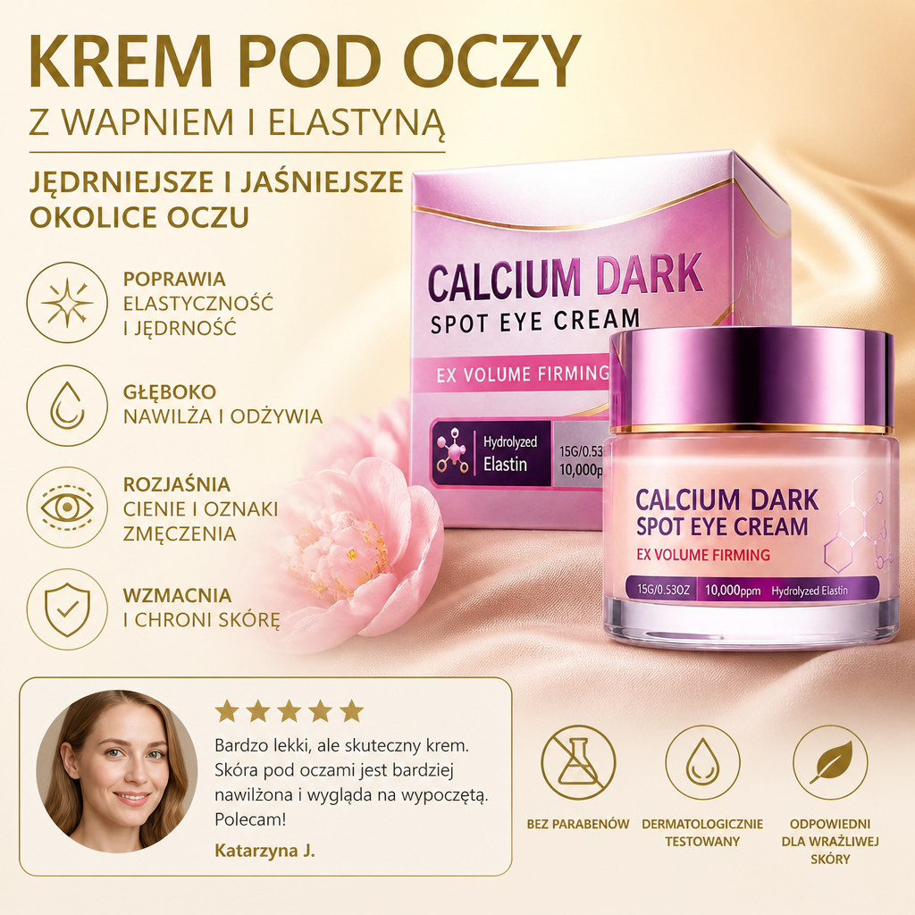 Krem pod Oczy z Wapniem i Elastyną dla Jędrniejszego i Jaśniejszego Wyglądu Okolic Oczu