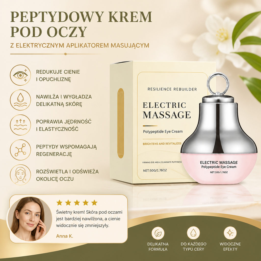 Elektryczny Krem pod Oczy z Peptydami i Aplikatorem Masującym dla Jaśniejszego Wyglądu Oczu