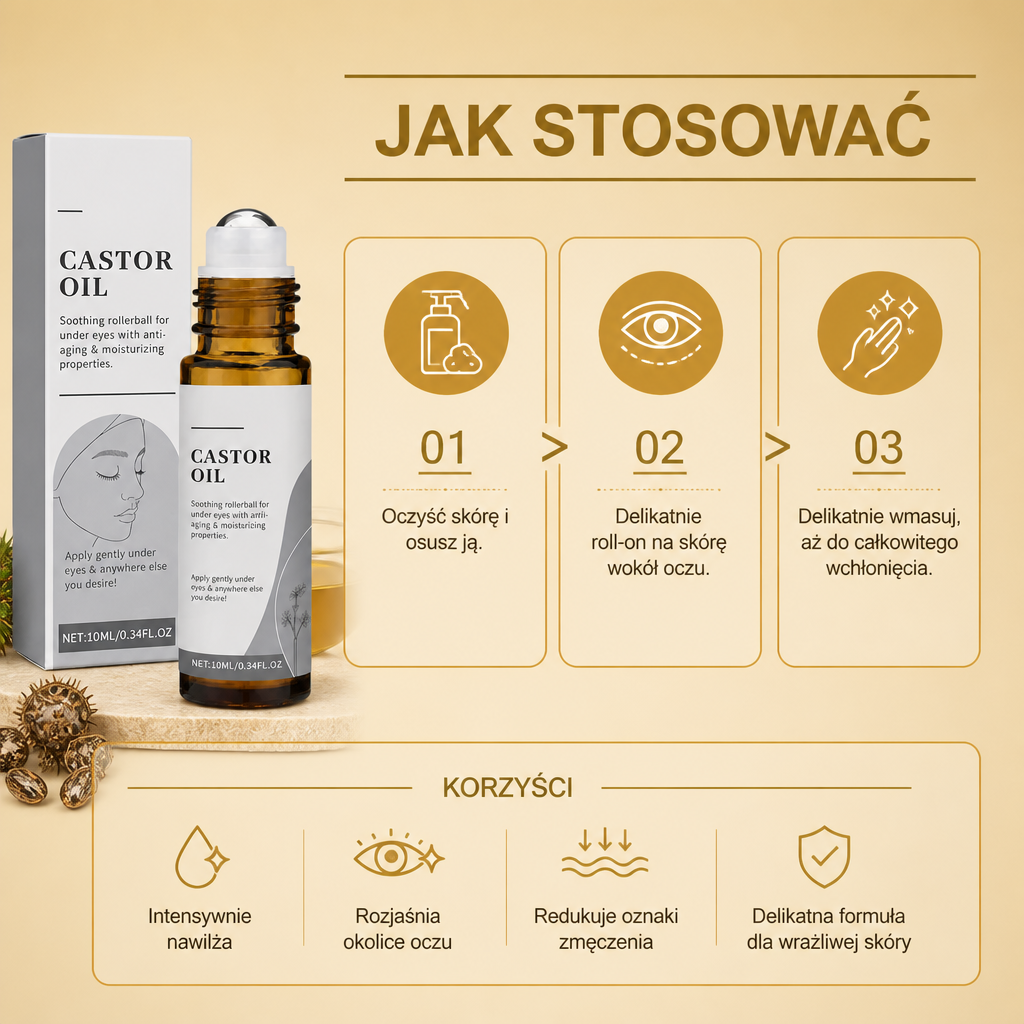 Nawilżające Serum pod Oczy z Aplikatorem Roll-On i Witaminą E dla Gładkiej i Odświeżonej Skóry