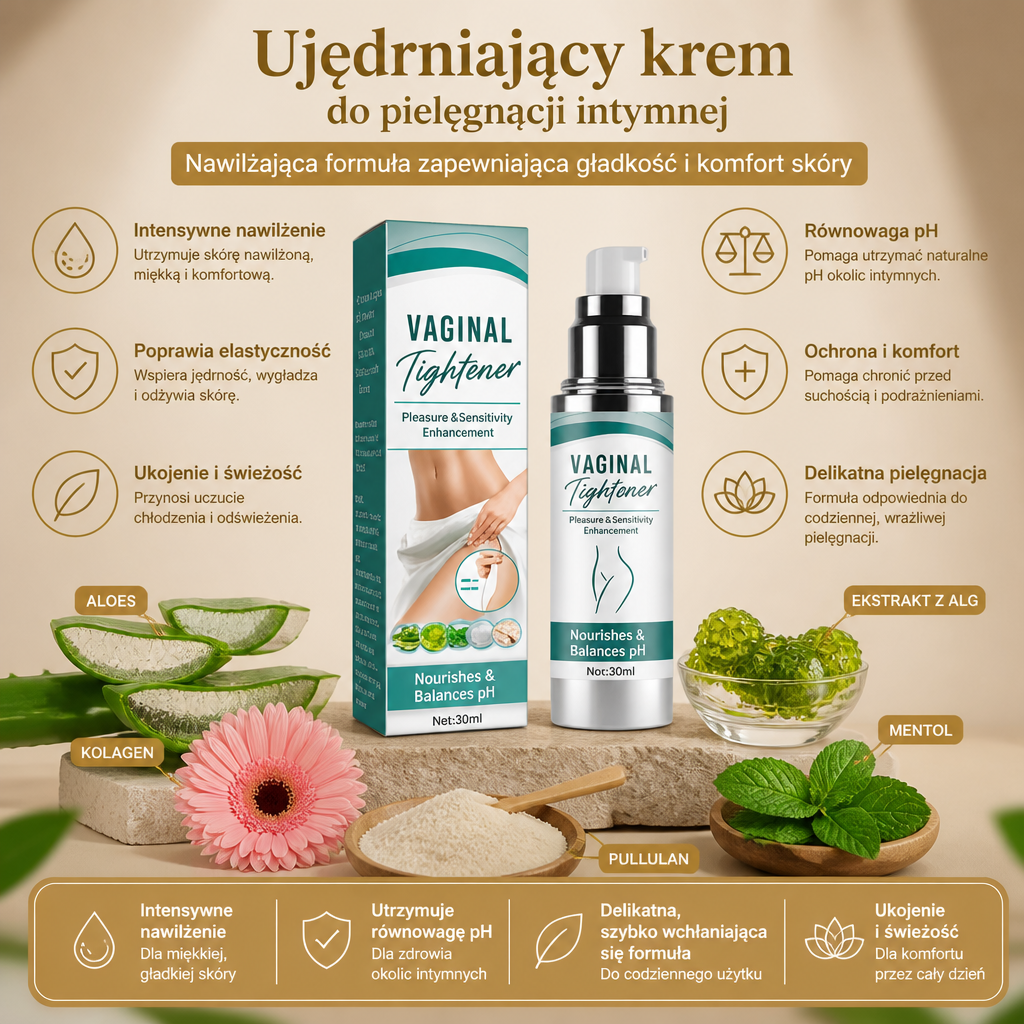 Ujędrniający krem do pielęgnacji intymnej – nawilżająca formuła zapewniająca gładkość i komfort skóry