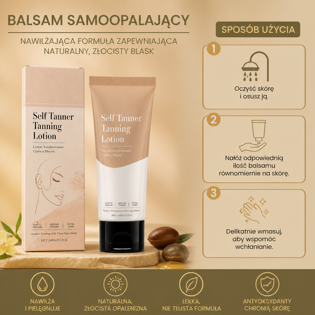 Balsam samoopalający – nawilżająca formuła zapewniająca naturalny, złocisty blask