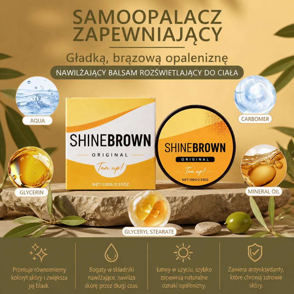 Samoopalacz zapewniający gładką, brązową opaleniznę – nawilżający balsam rozświetlający do ciała